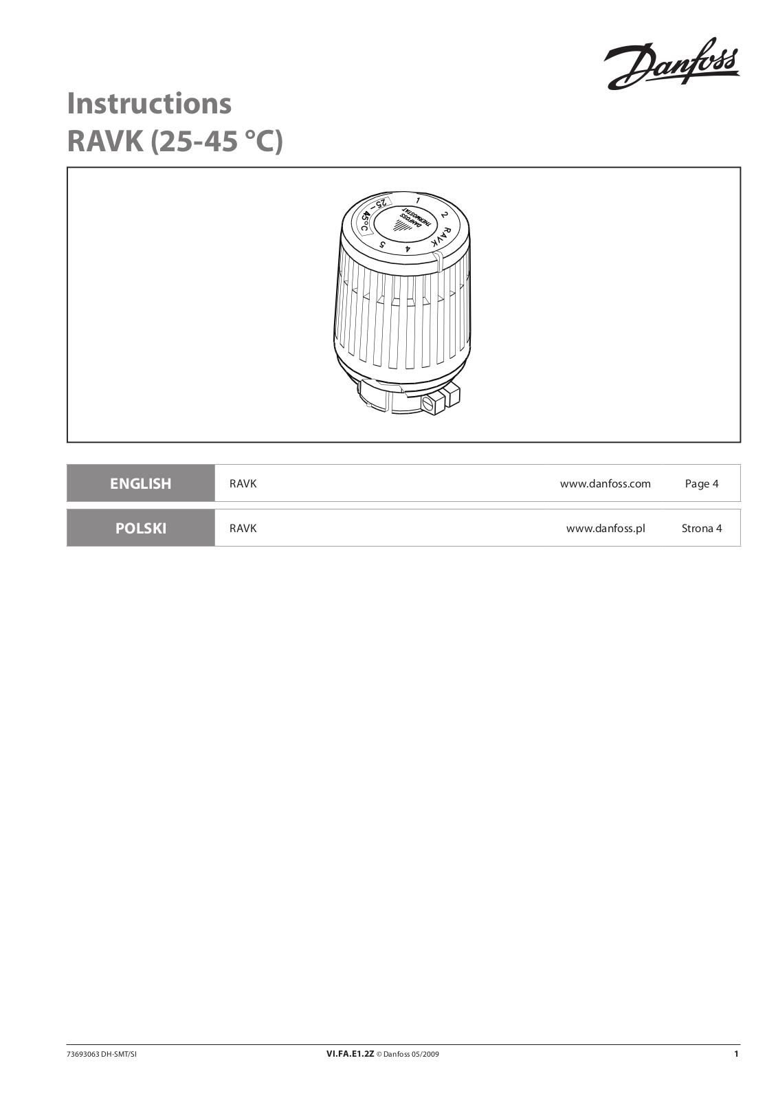 Danfoss RAVK Operating guide