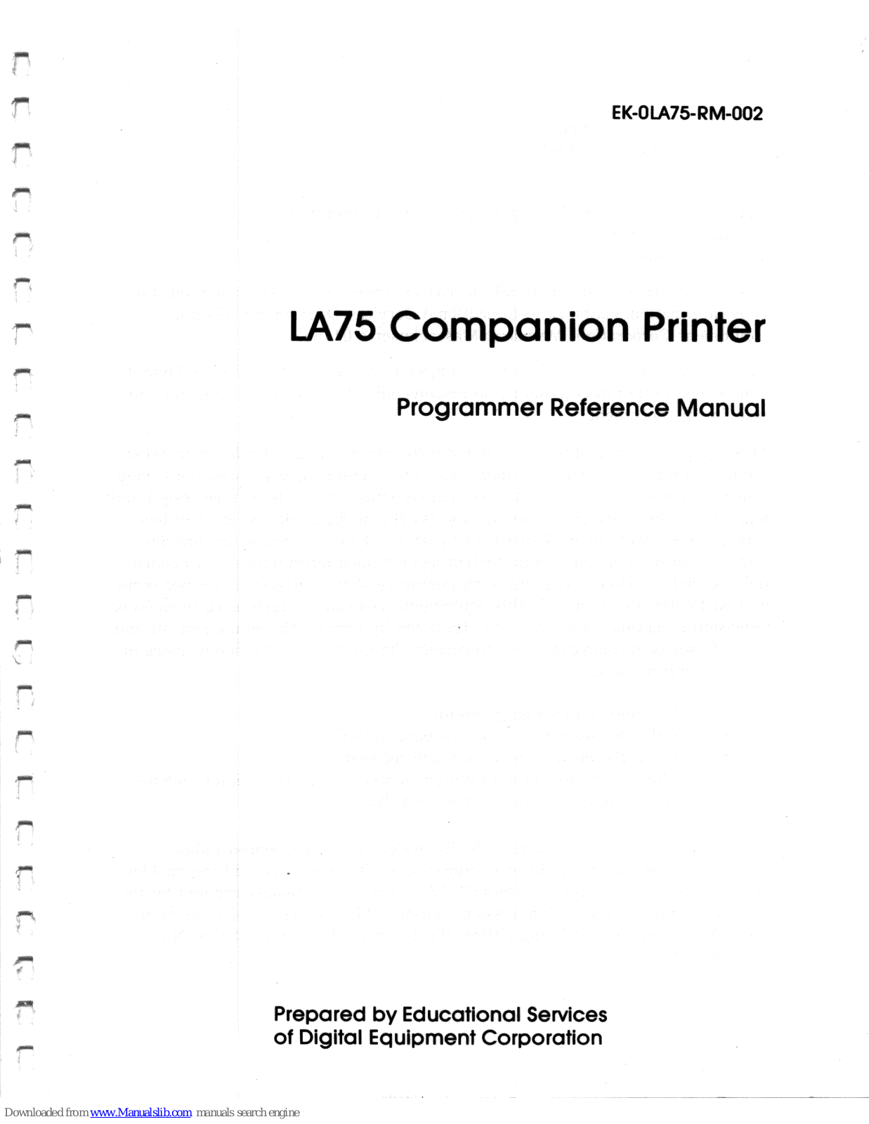 Digital Equipment LA75 Reference Manual