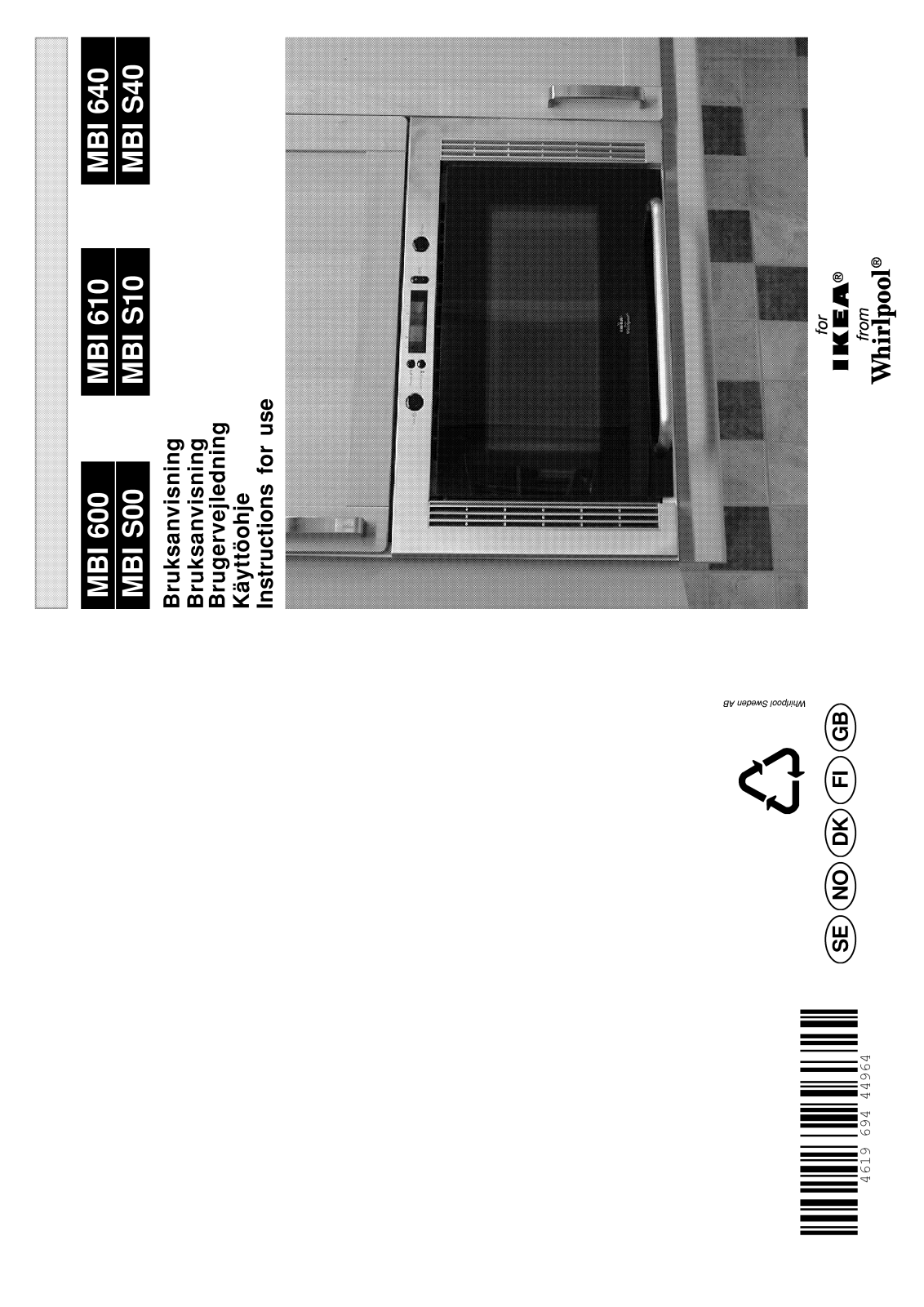 Whirlpool 00095135 MBI S10AL, 30095134 MBI S40AL INSTRUCTION FOR USE