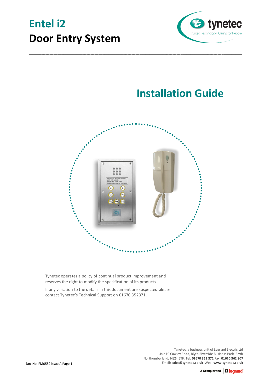 Tynetec Entel i2 Installation Manual