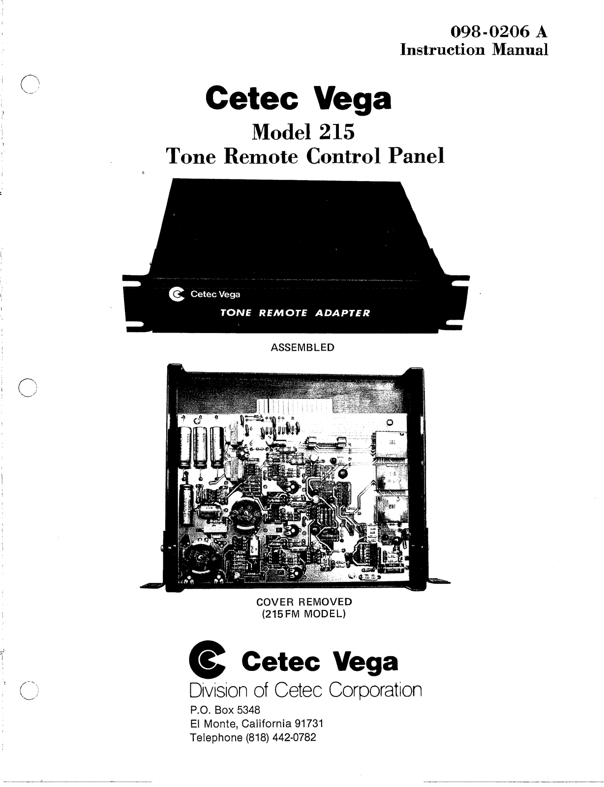 Vega 215 User Manual