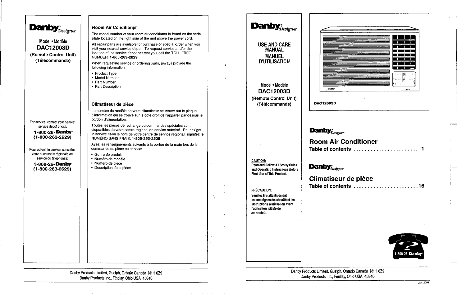 Danby DAC12003D User Manual