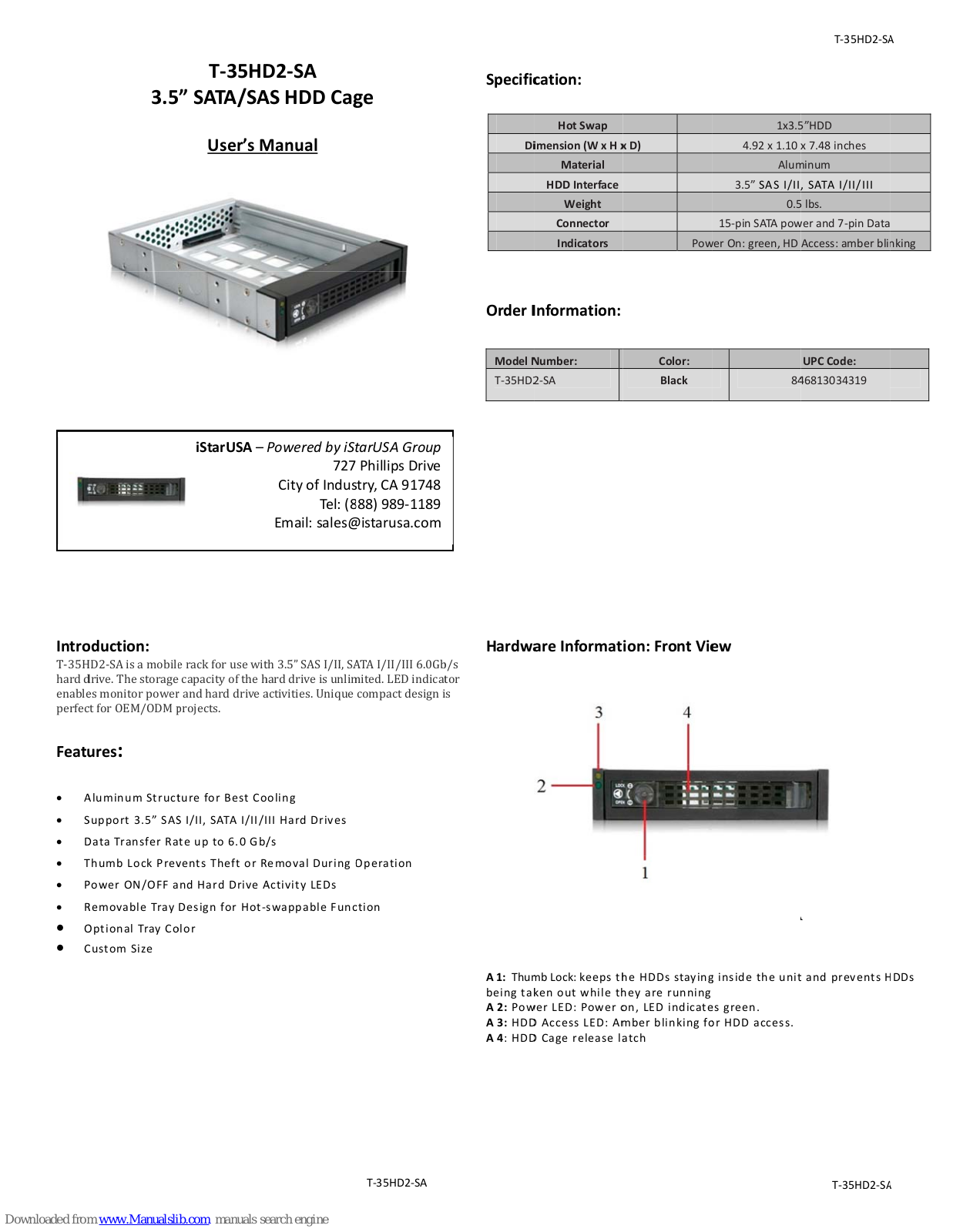 iStarUSA T-35HD2-SA User Manual