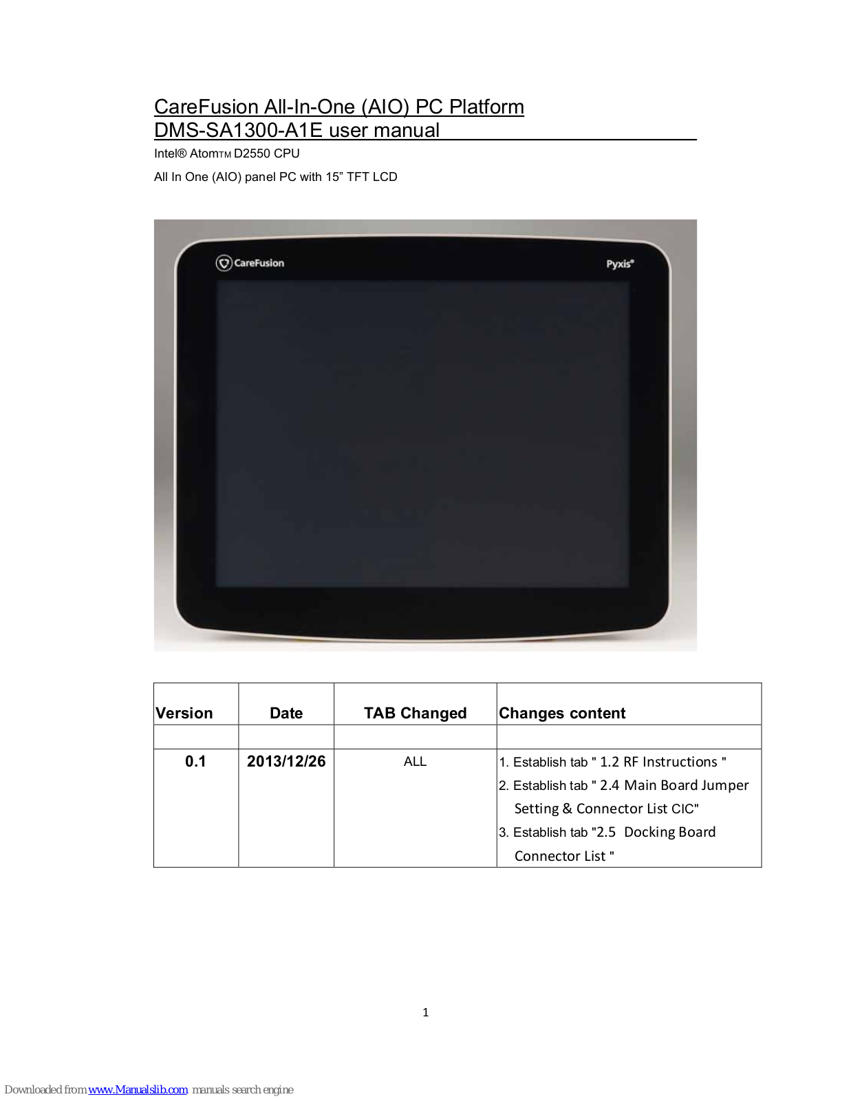 Intel CareFusion DMS-SA1300-A1E User Manual