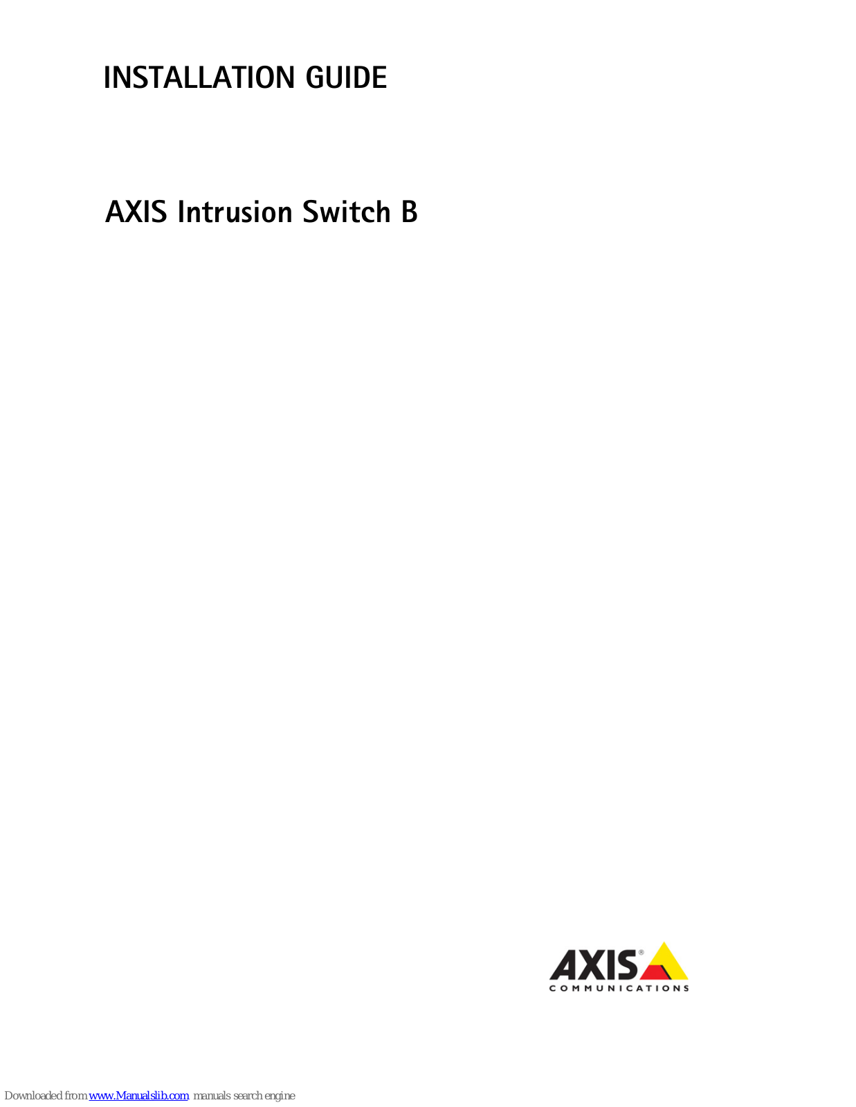 Axis Intrusion Switch B Installation Manual