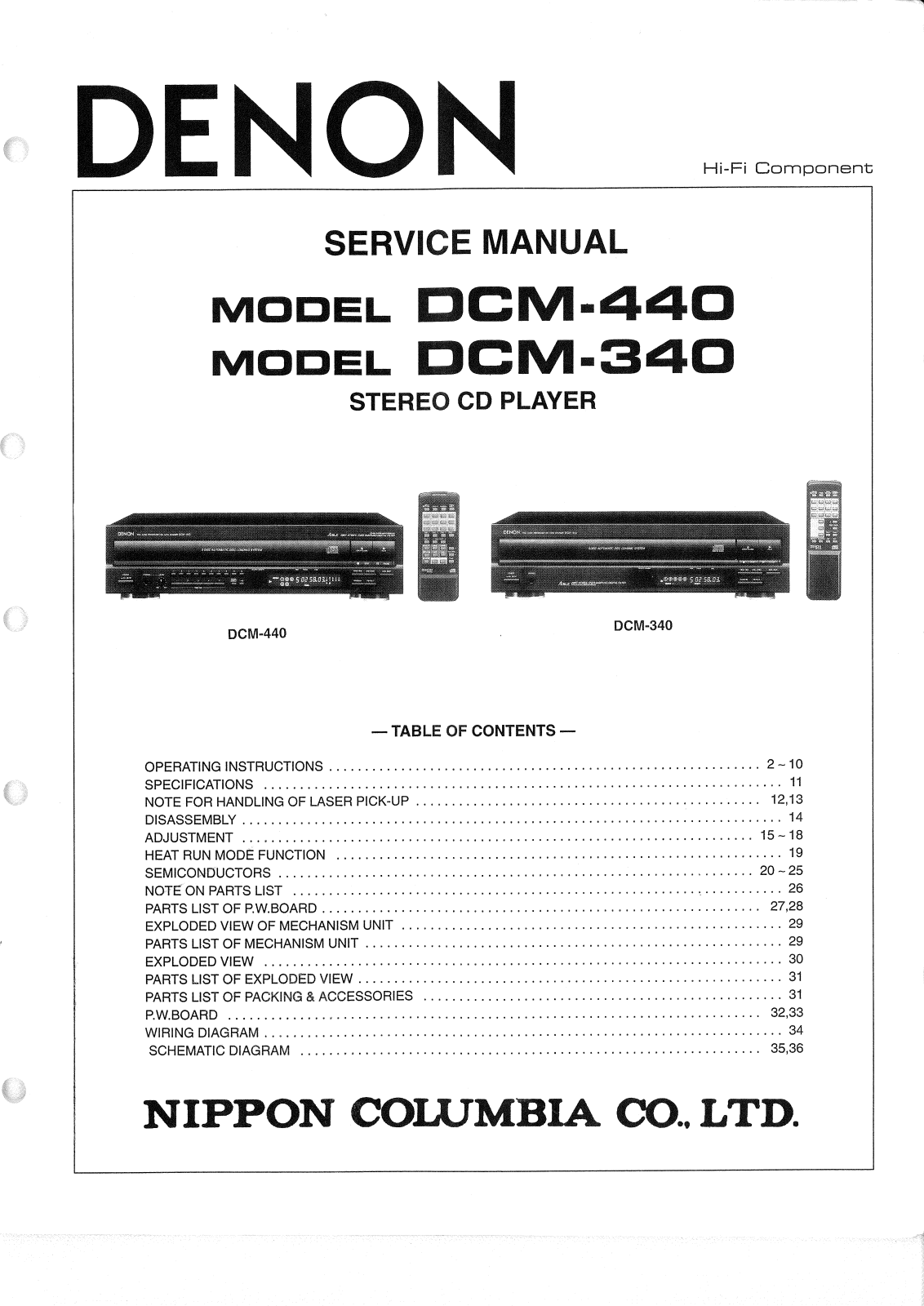 Denon DCM-340, DCM-440 Service Manual