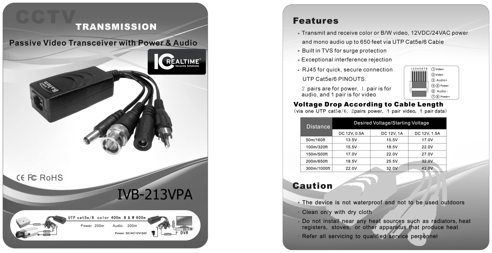 ICRealtime IVB-213VPA Specsheet