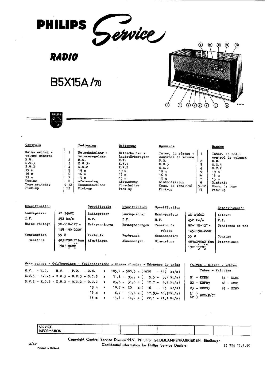 Philips B-5-X-15-A Service Manual