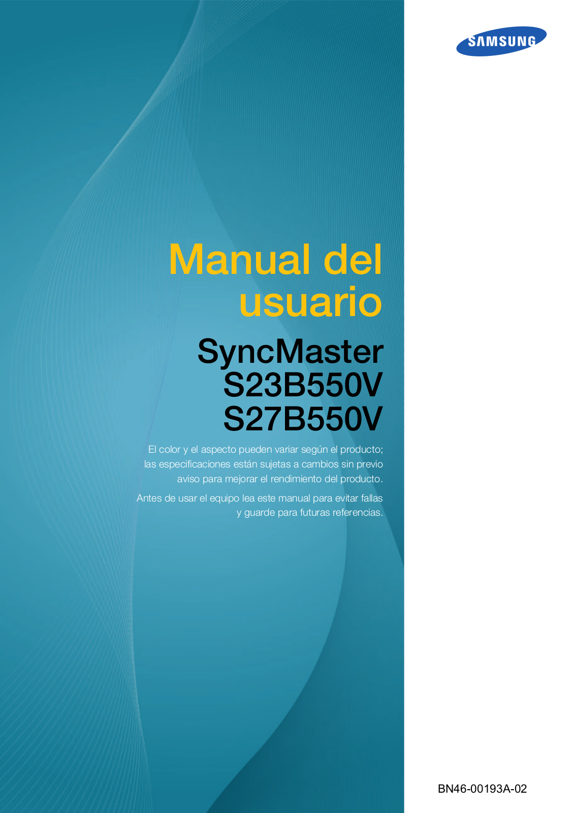 Samsung SyncMaster S23B550V, SyncMaster S27B550V User Manual