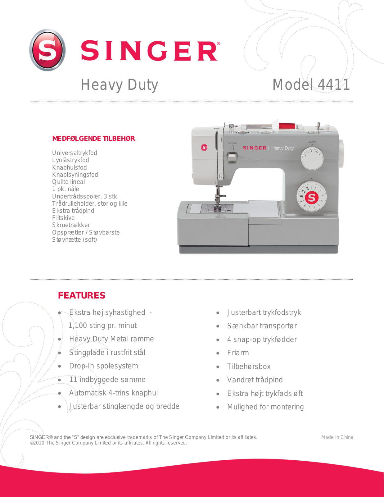 Singer HEAVY DUTY 4411 BROCHURE