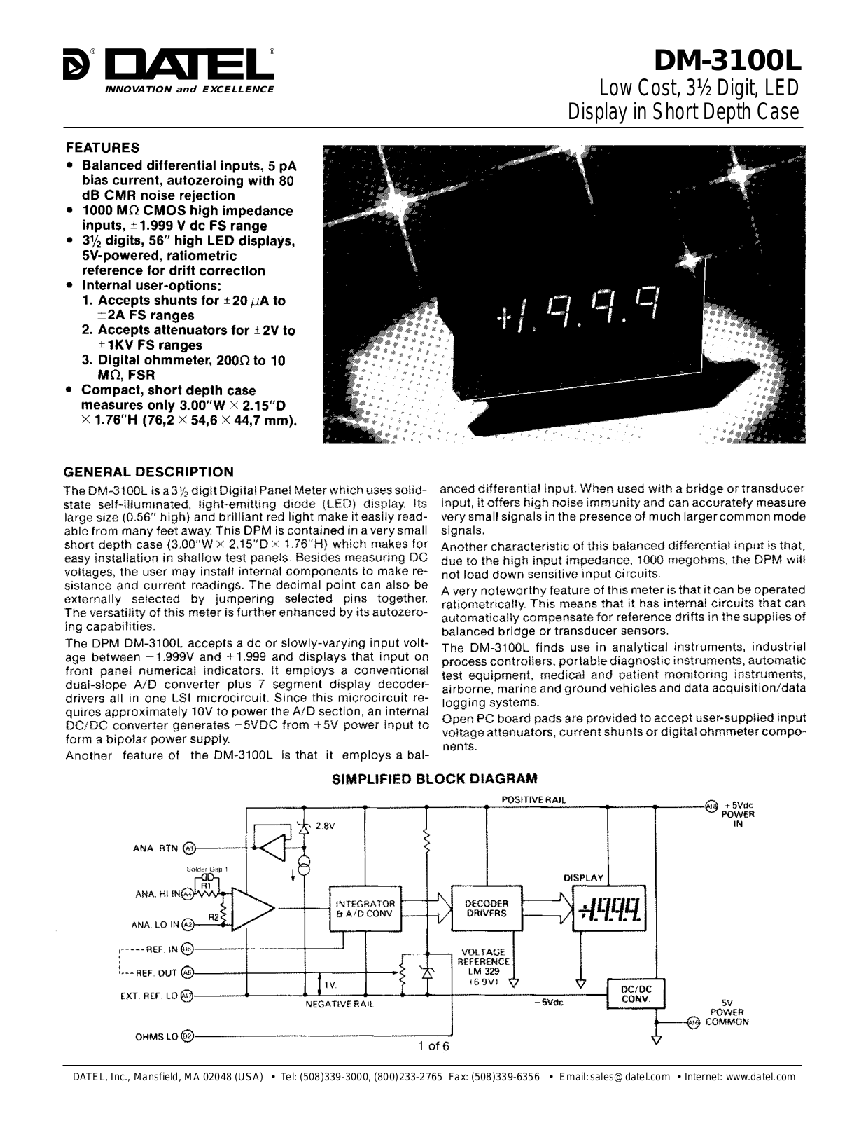 Datasheet DM-3100L-1 Datasheet (DATEL) - ManualMachine.com