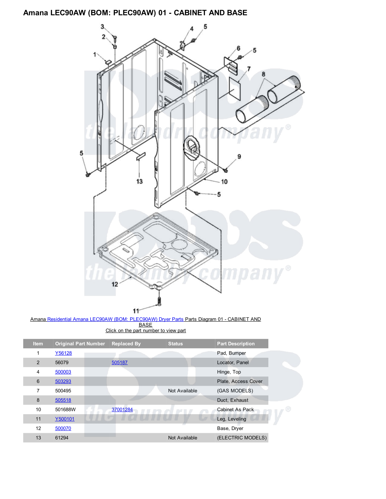 Amana LEC90AW Parts Diagram