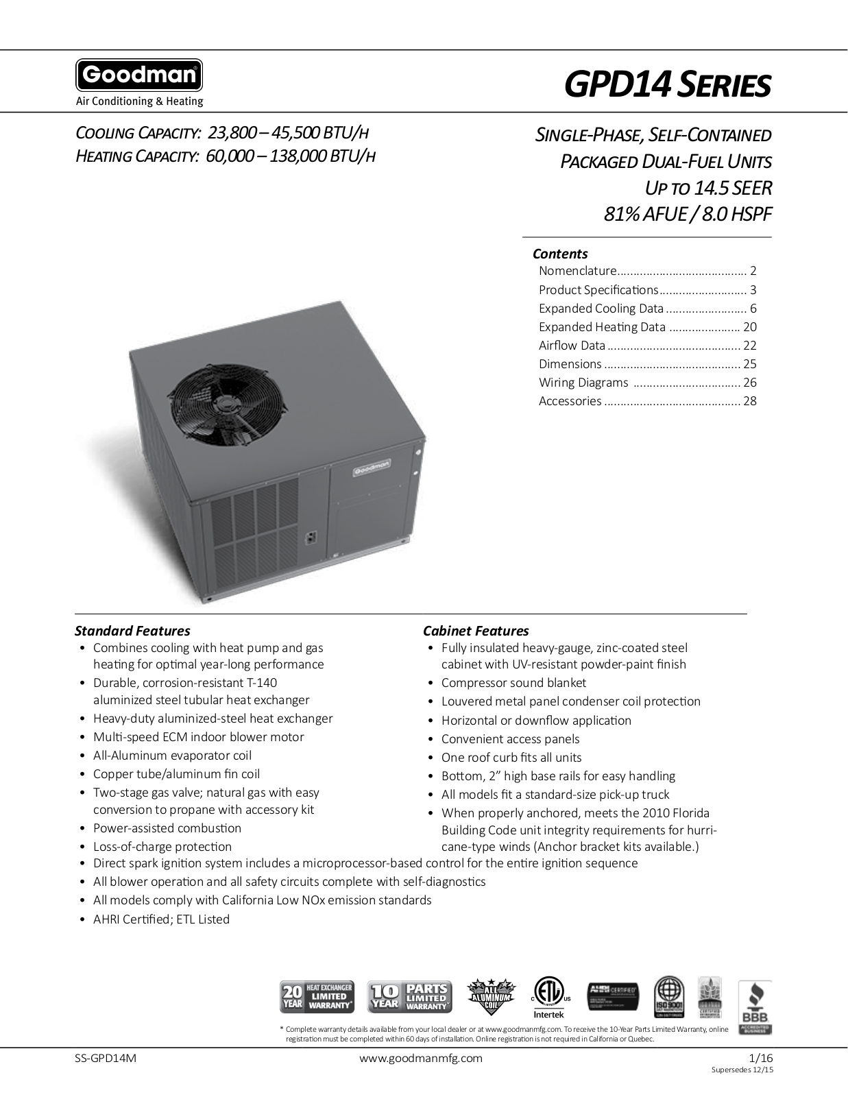 Goodman GPD1424060M41A User Manual