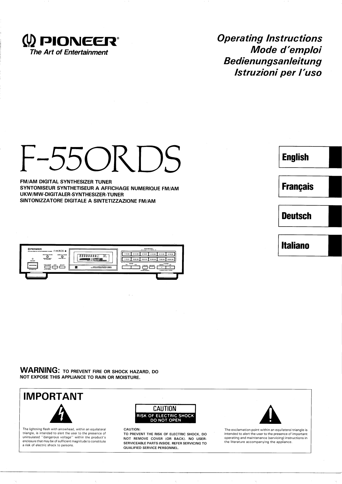 Pioneer F-550RDS Manual