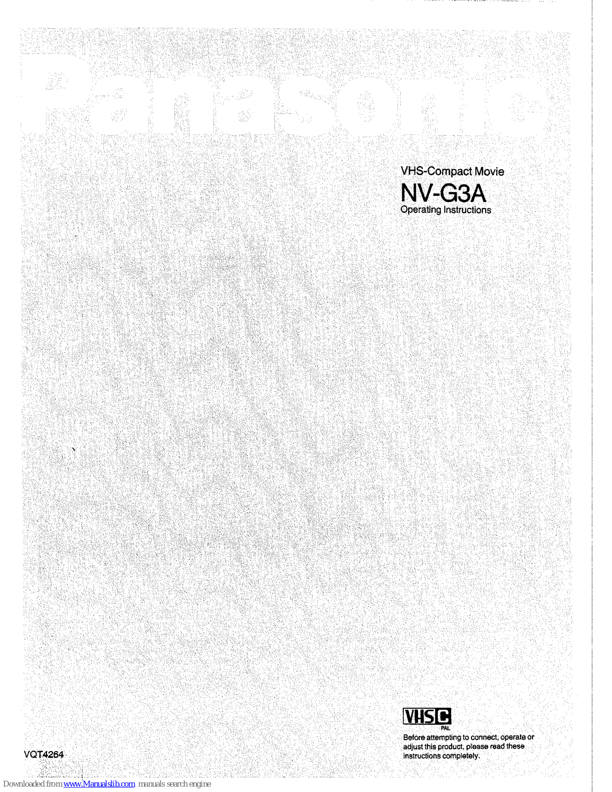 Panasonic NV-G3A Operating Instructions Manual