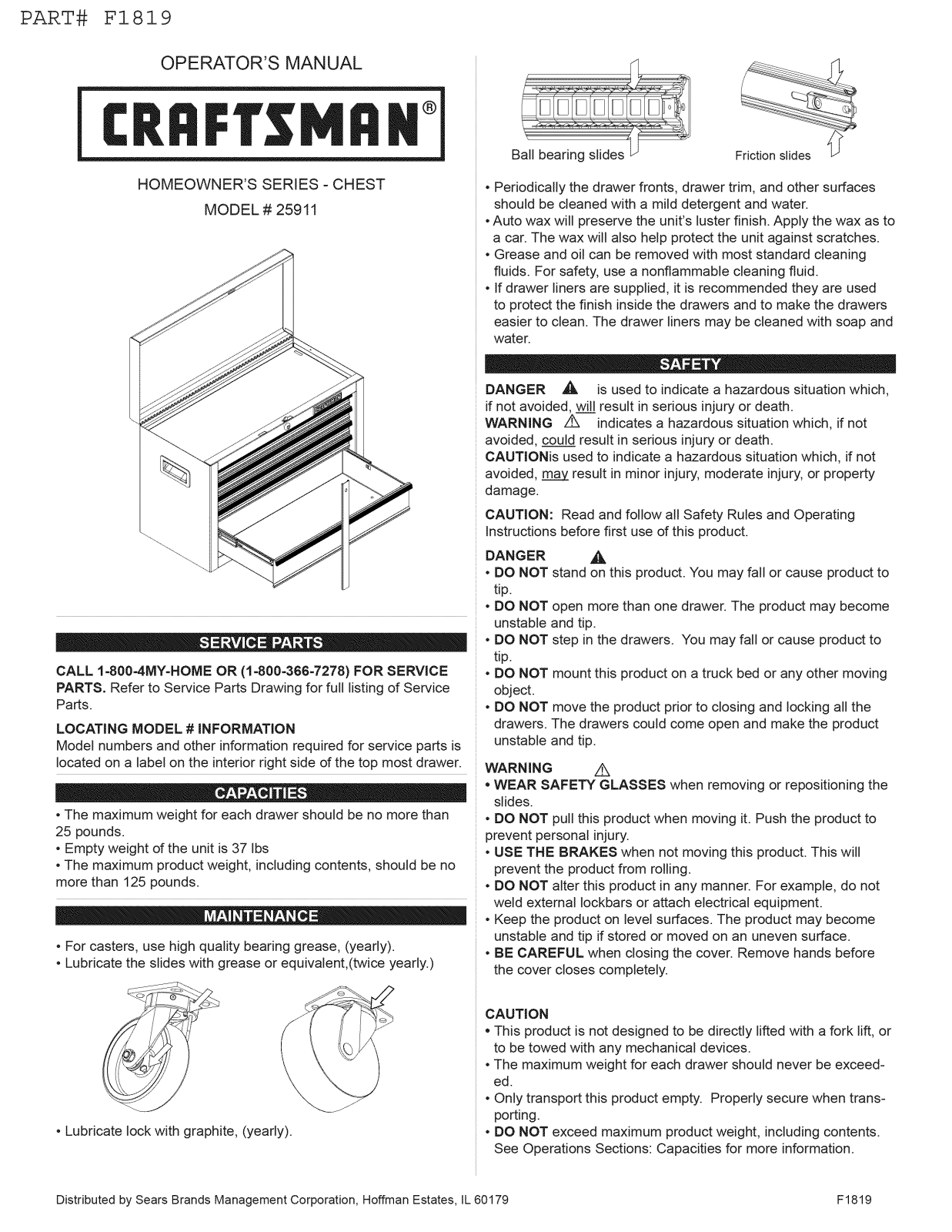 Craftsman 706259110, 706380910 Owner’s Manual