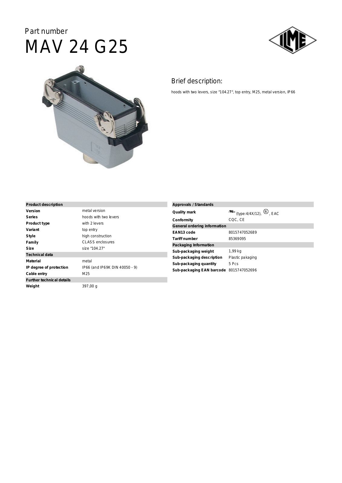 ILME MAV-24G25 Data Sheet