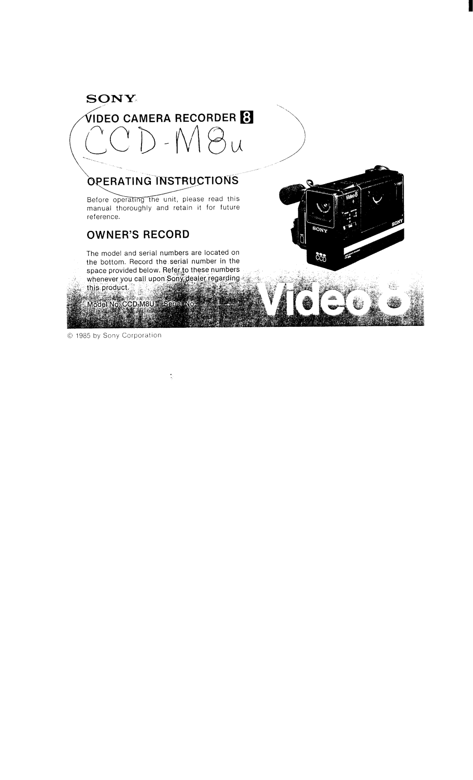 Sony CCD-M8U User Manual