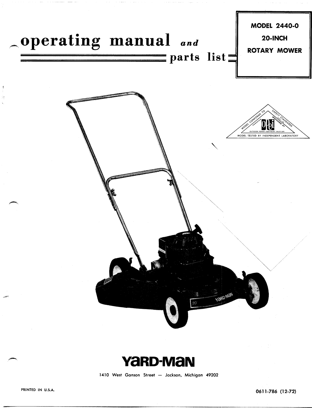 Yard-Man 2440-0 User Manual