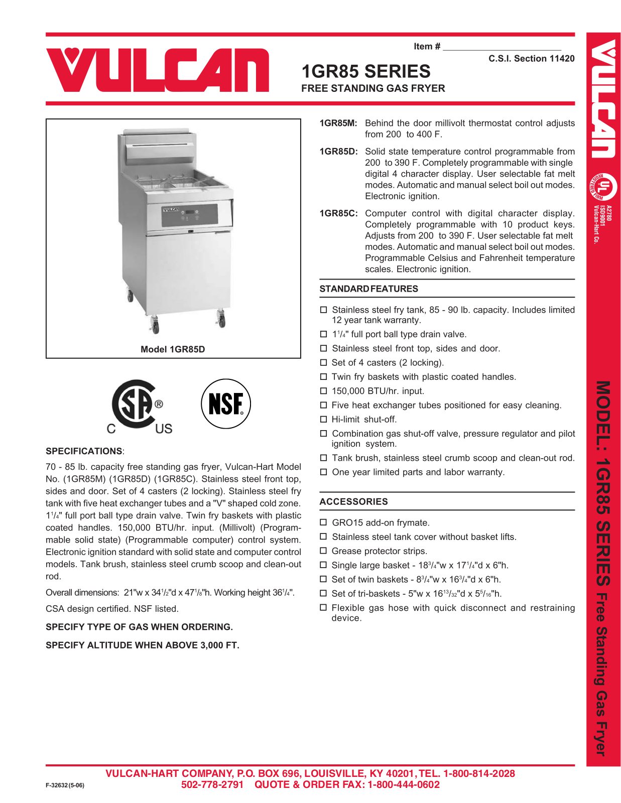 Vulcan-Hart 1GR85 User Manual