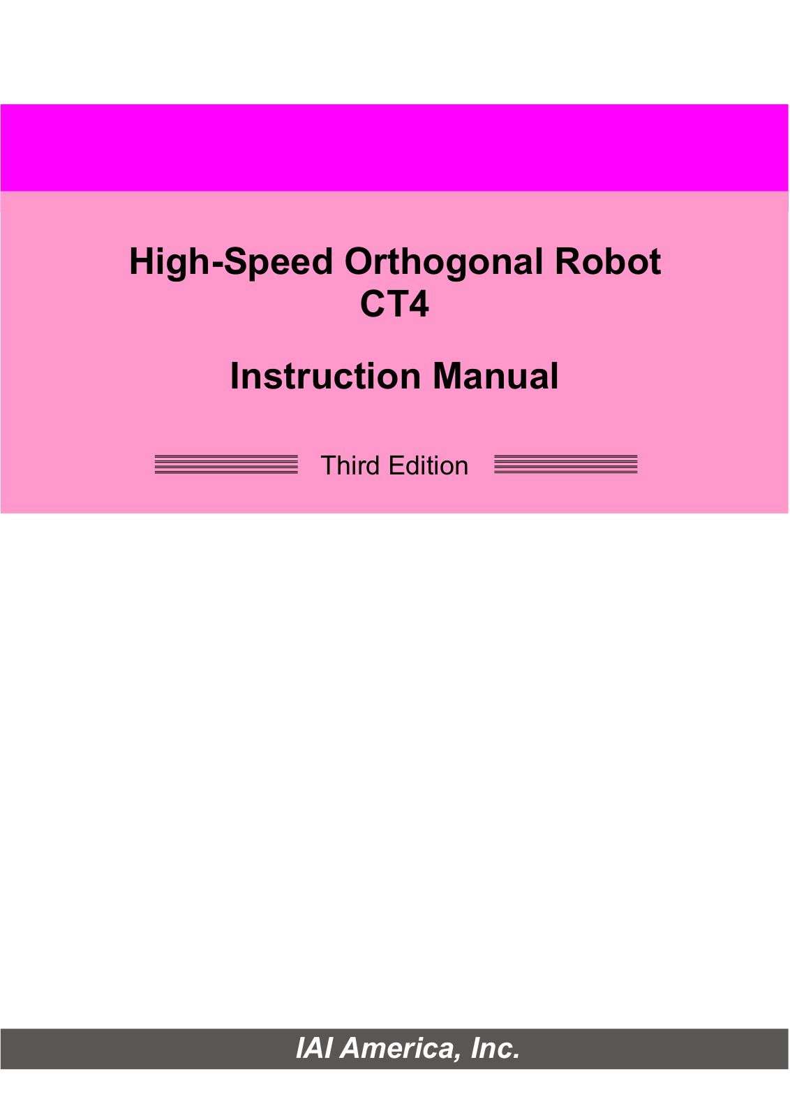 IAI America CT4 User Manual