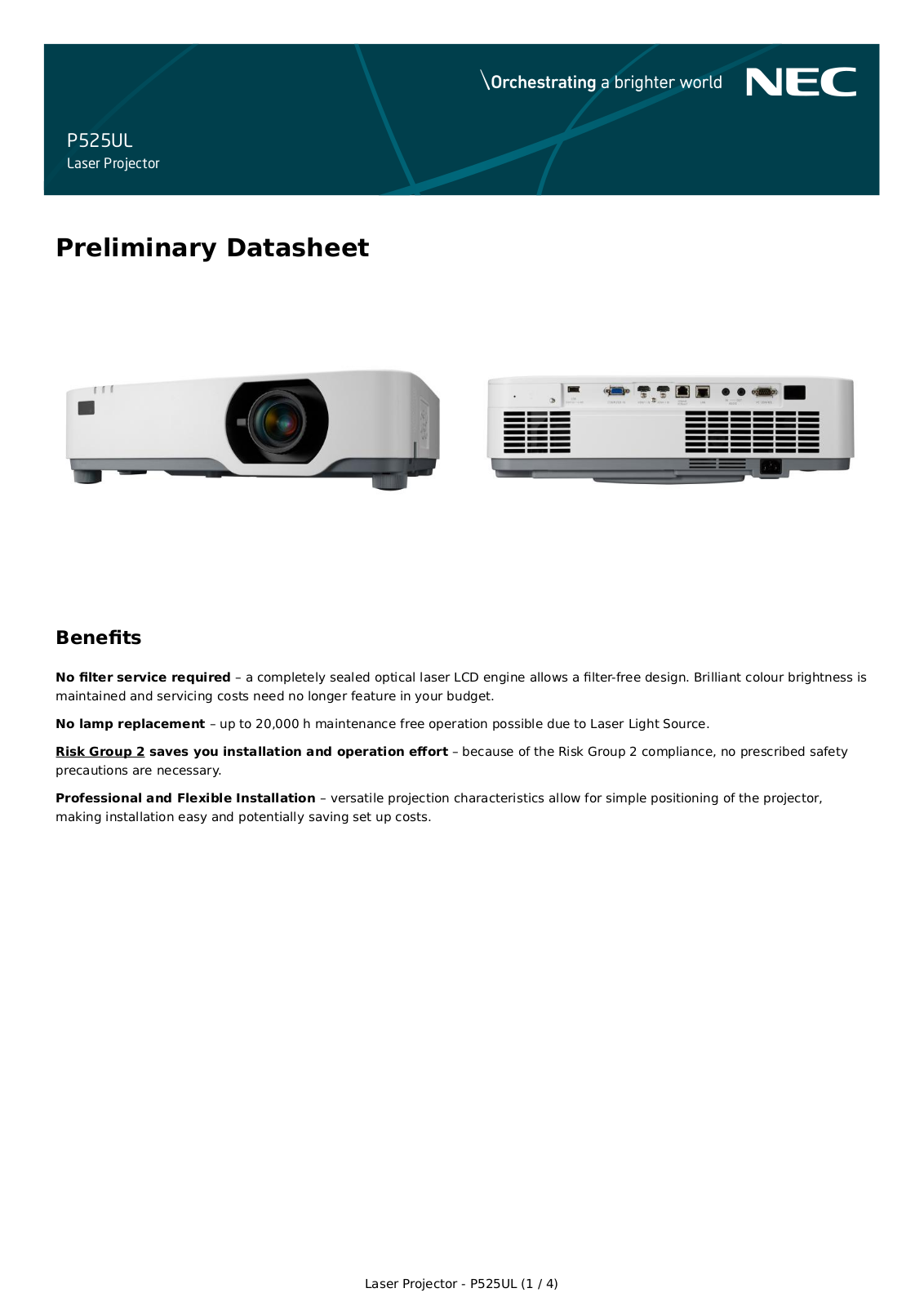 Nec 60004708 Product Data Sheet