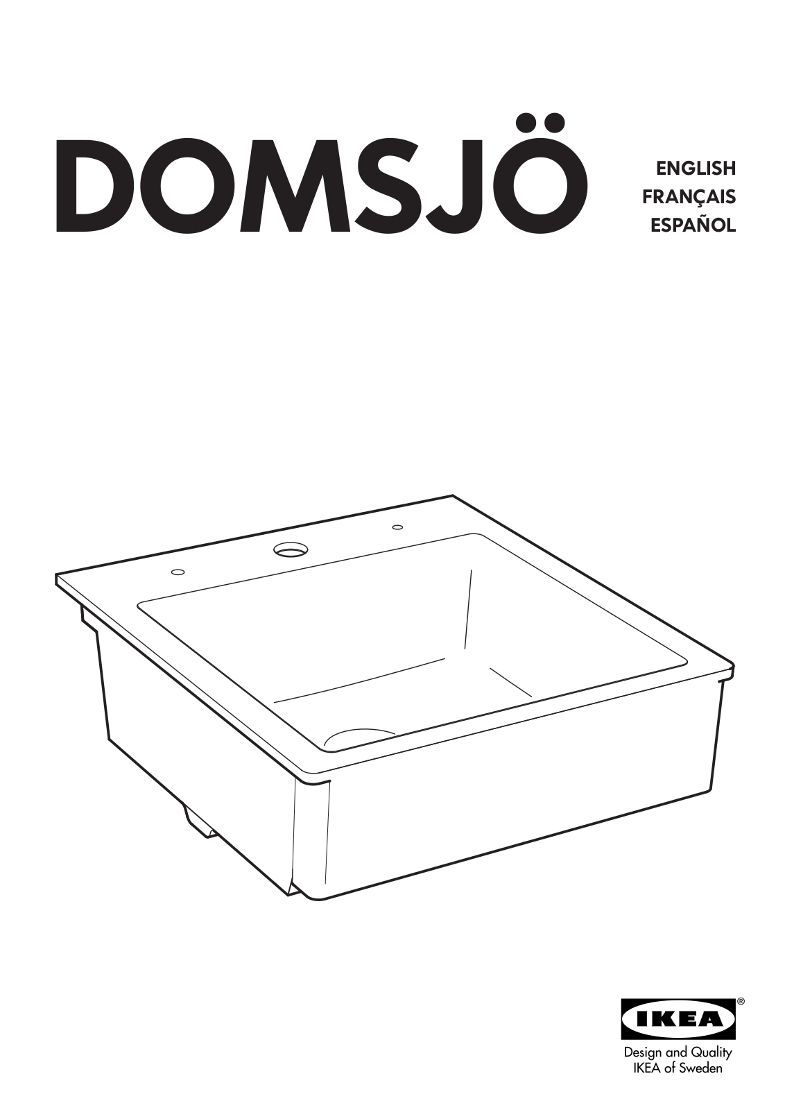 IKEA DOMSJÖ SINK BOWL 25X27 1/4