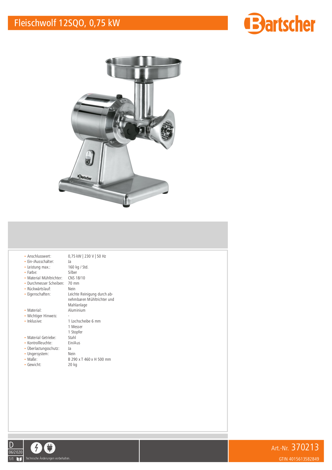 Bartscher 12SQO User Manual