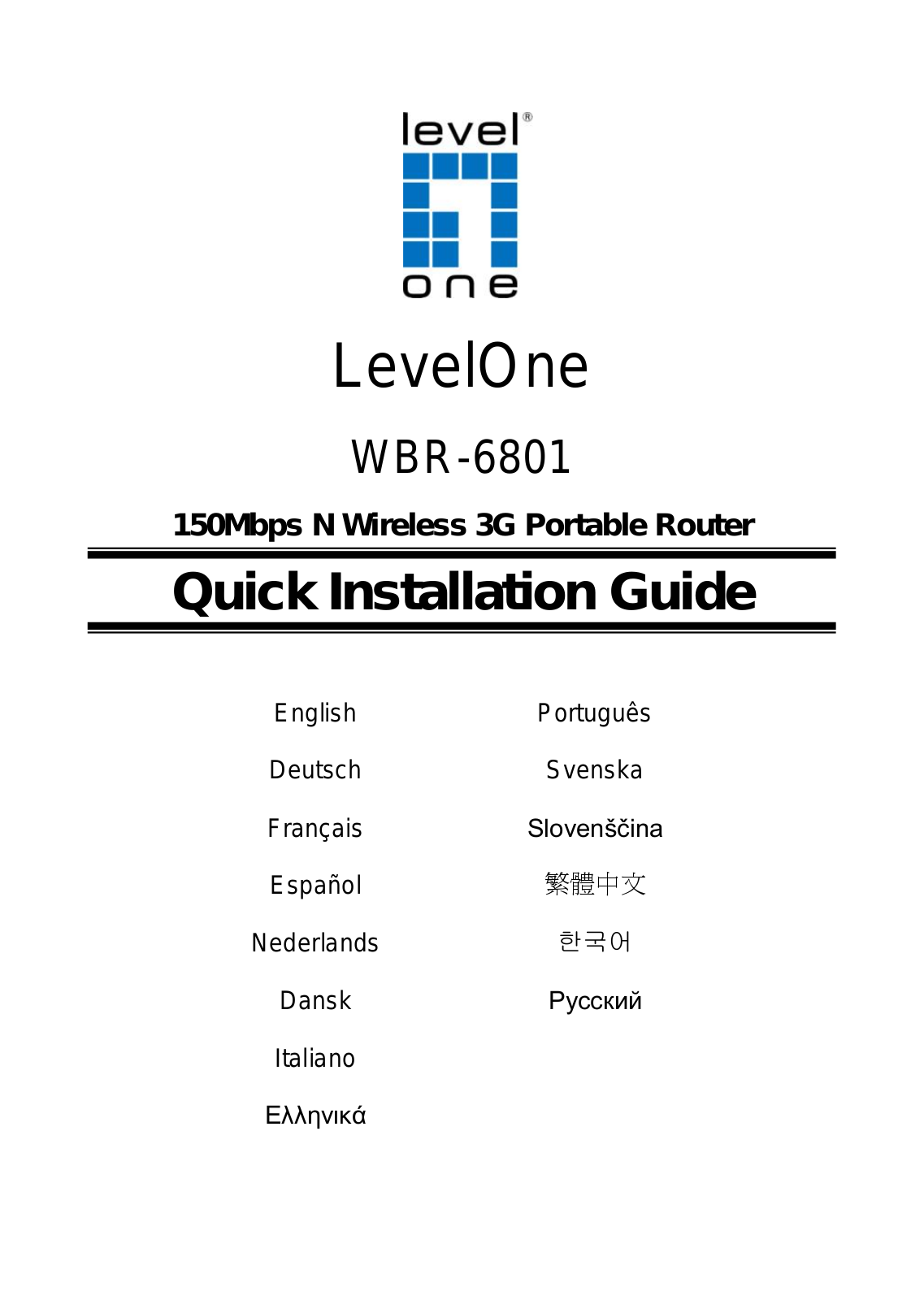 LevelOne WBR-6801 Quick Installation Guide