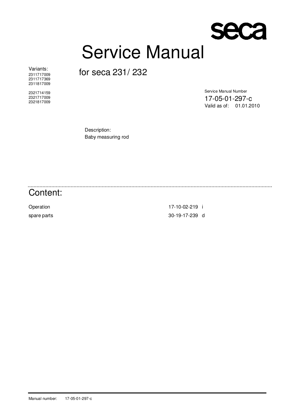 Seca 231, 232 Service Manual