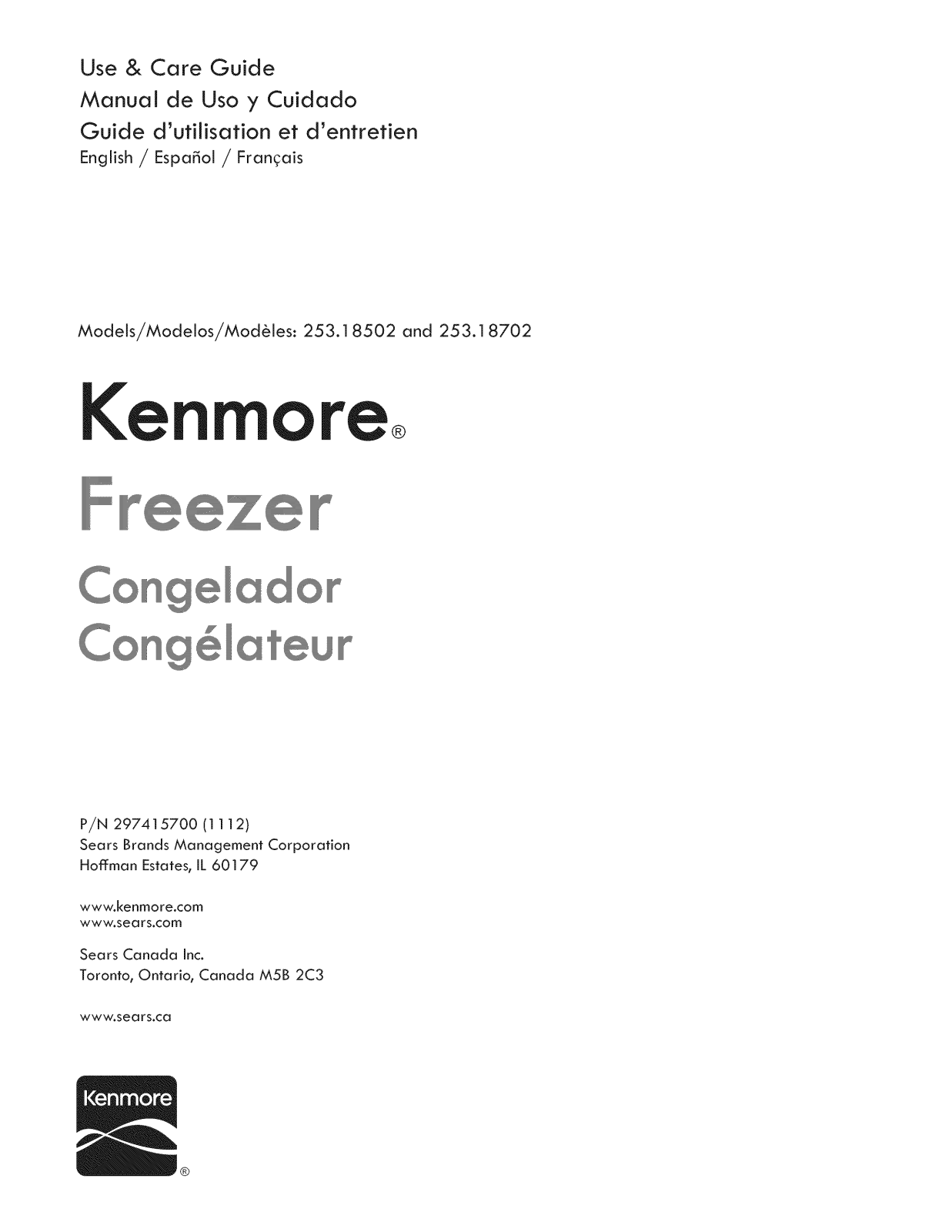 Kenmore 25318702210, 25318502210 Owner’s Manual