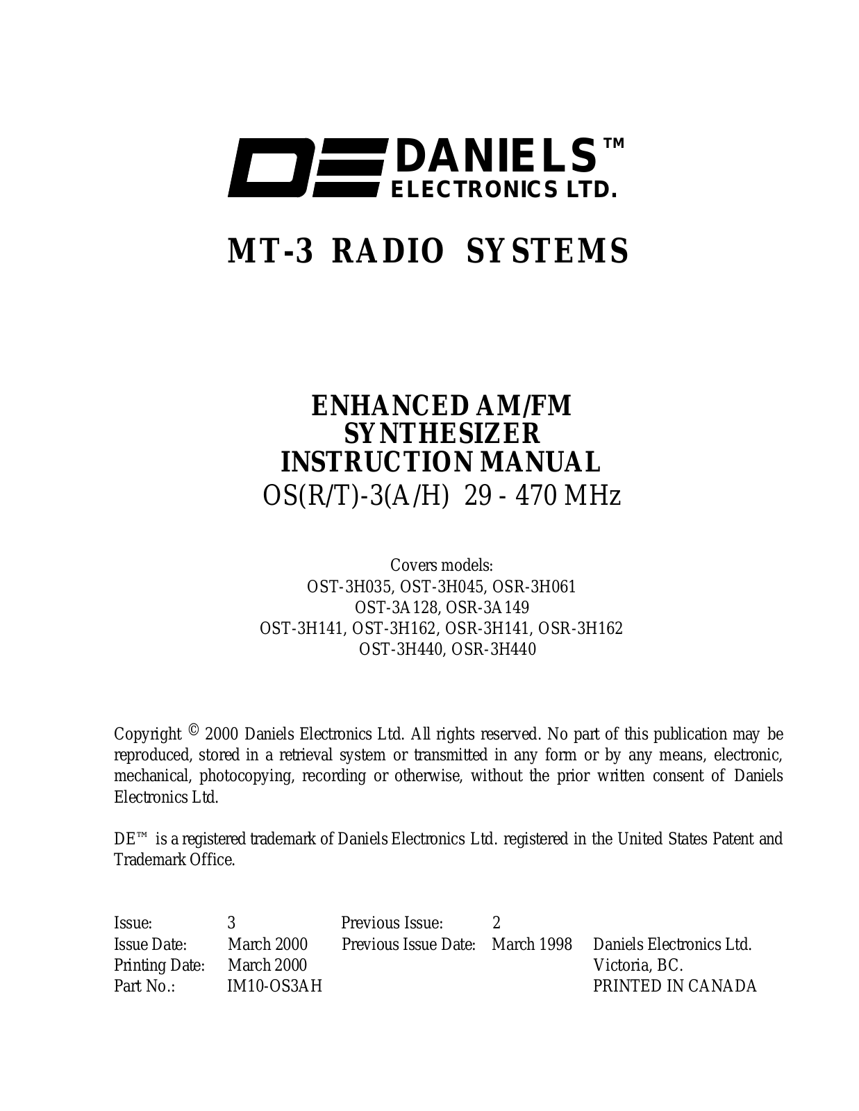 Codan Radio Communications VT-3A130-S-FSH User Manual