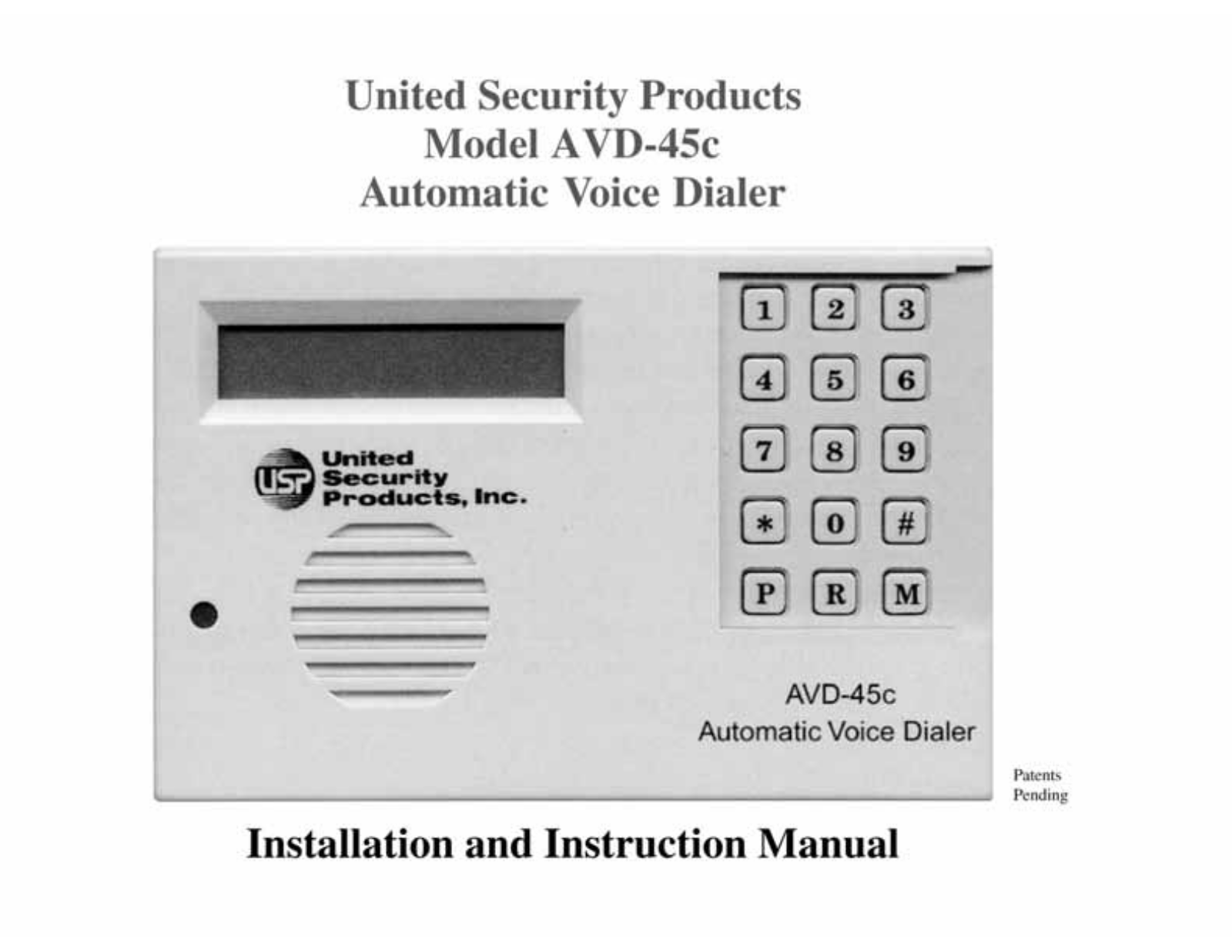 United Security Products AVD-45BE User Manual