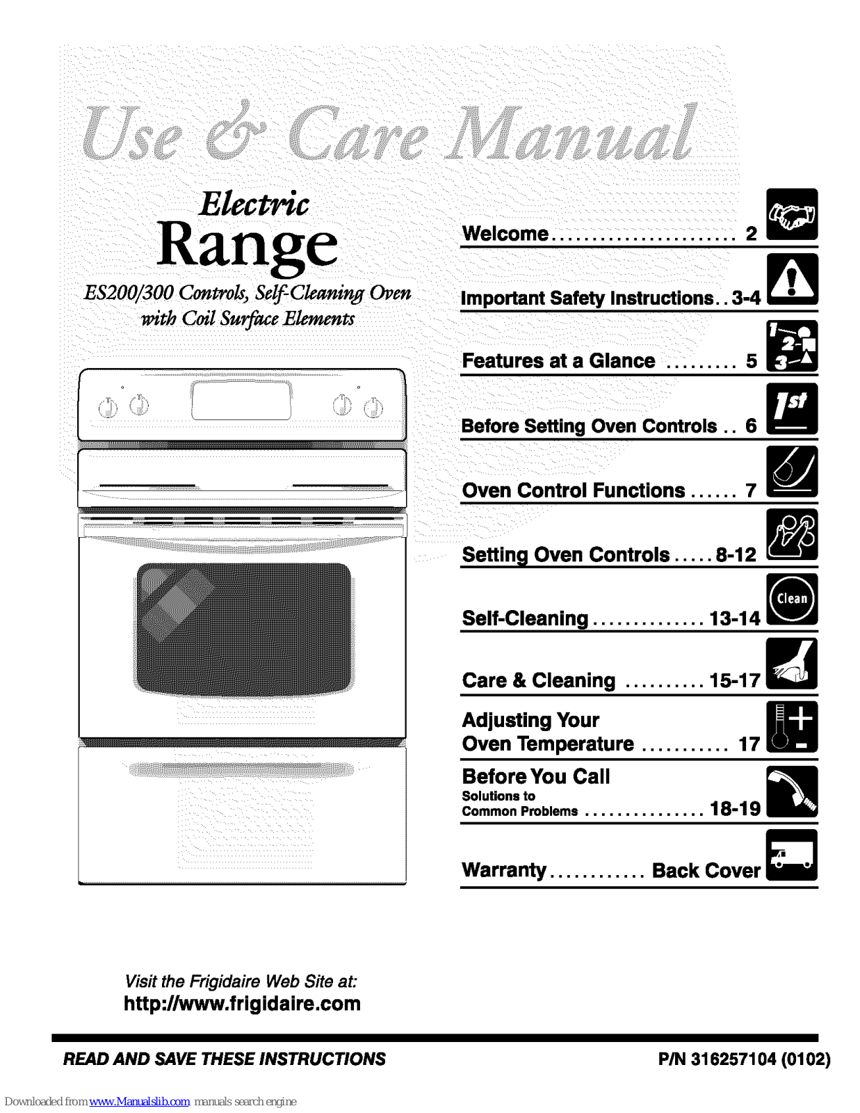 Frigidaire FEF357AQA, FEF355ASA, FEF352ASC, FEF352AWC, NGSE3CSAQA Use & Care Manual - ManualMachine.com