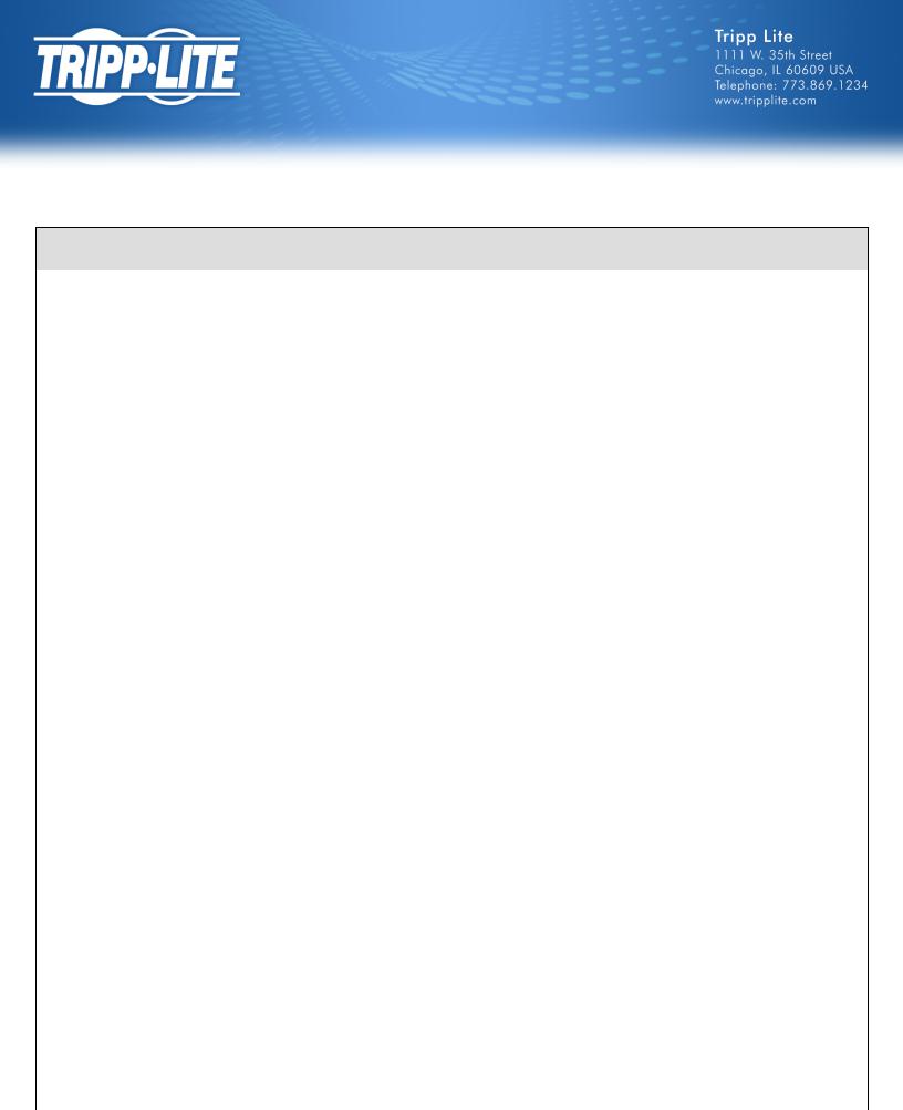 Tripp Lite PDUMNH15 User Manual