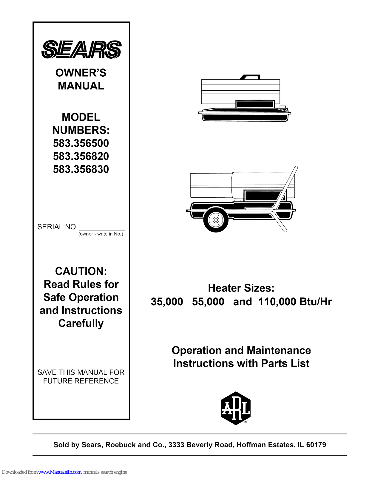 Sears 583.3565, 583.35682, 583.35683, 583.356500, 583.356820 Operating & Maintenance Instructions - ManualMachine.com