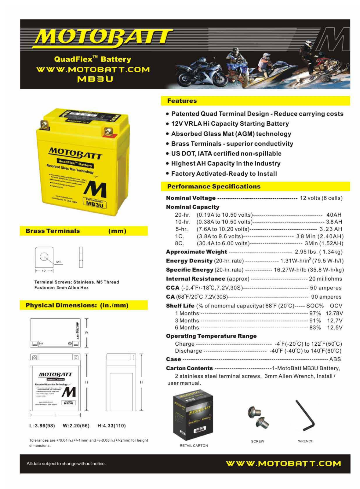 Motobatt MB3U Service Manual