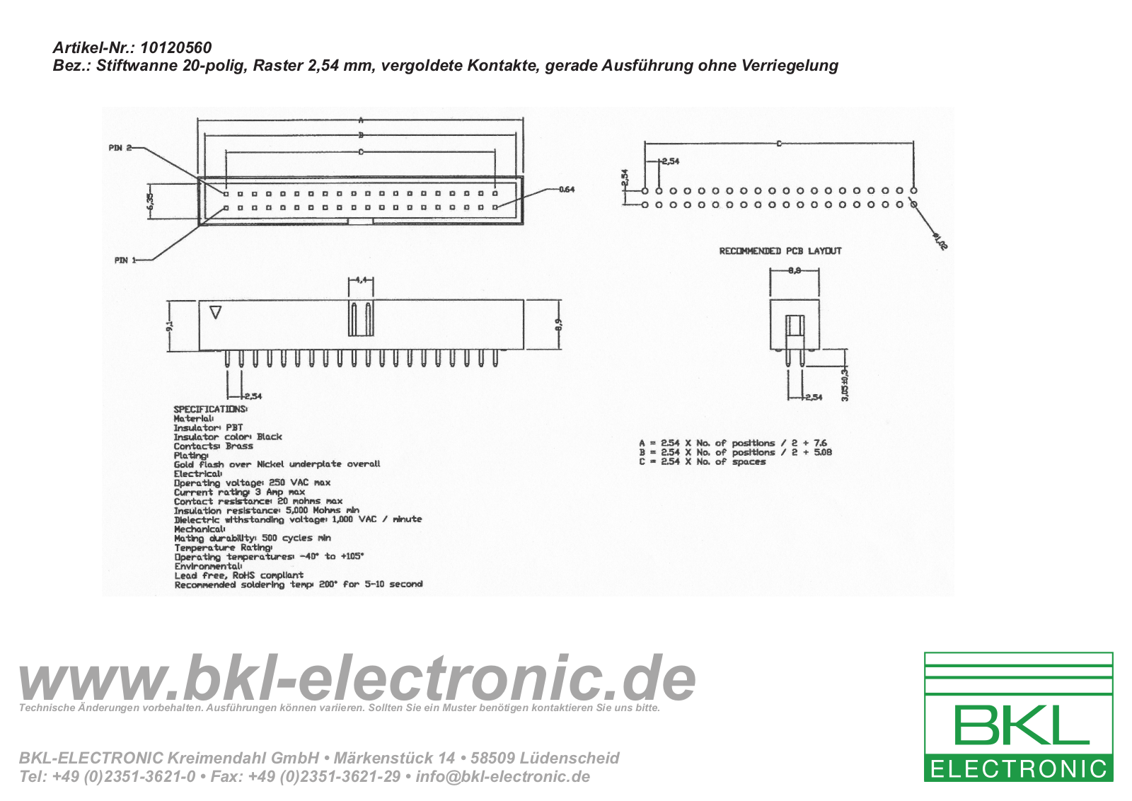 BKL BKL 10120560 Datasheet - ManualMachine.com