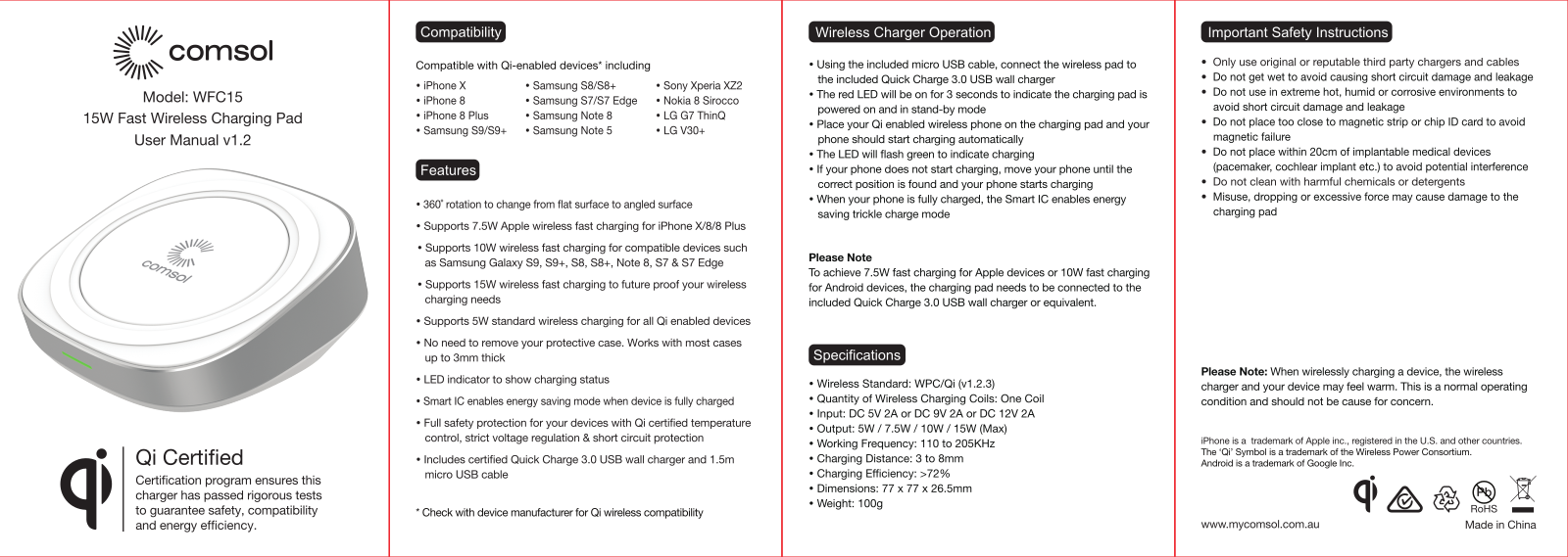 Comsol WFC15 User Manual