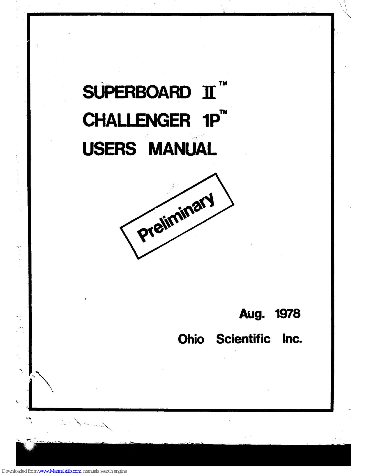 Ohio Scientific Superboard II, Challenger 1P User Manual