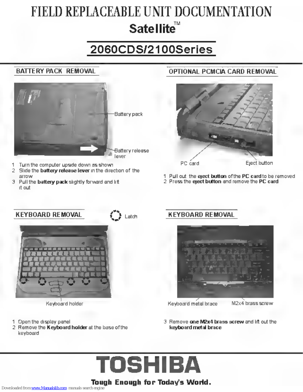 Toshiba Satellite 2060CDS Field Replaceable Unit, Satellite 2100 Series Documentation - ManualMachine.com