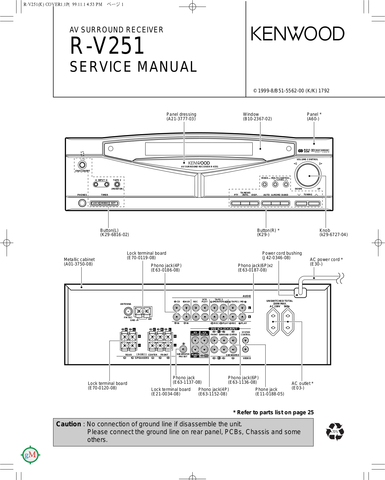 Kenwood RV-251 Service manual