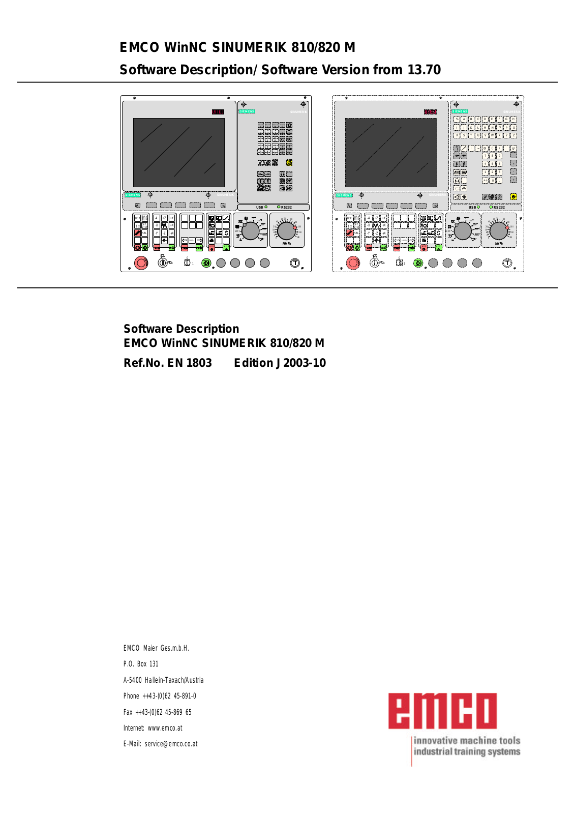 emco winnc 810M, 820 M User Manual