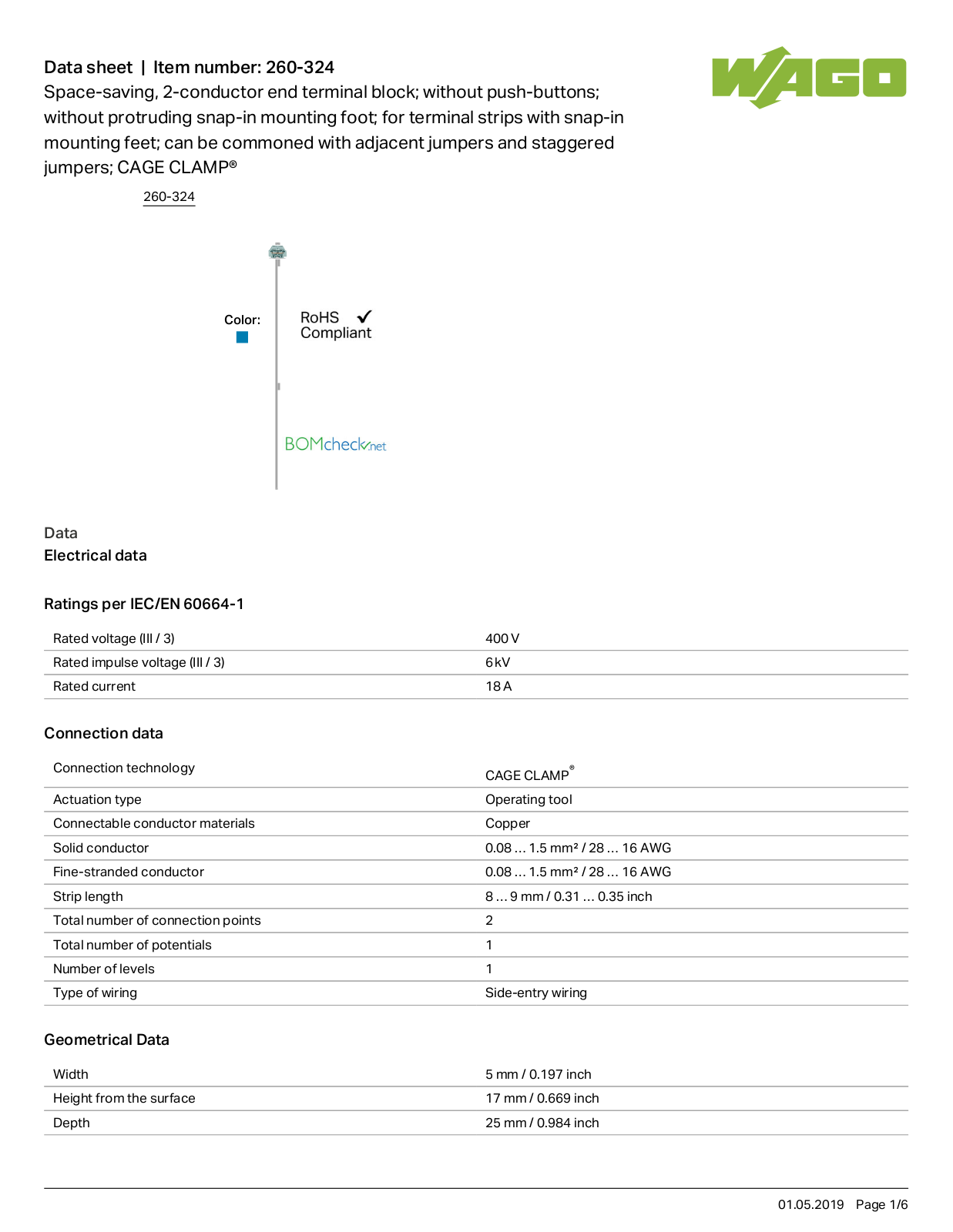 Wago 260-324 Data Sheet