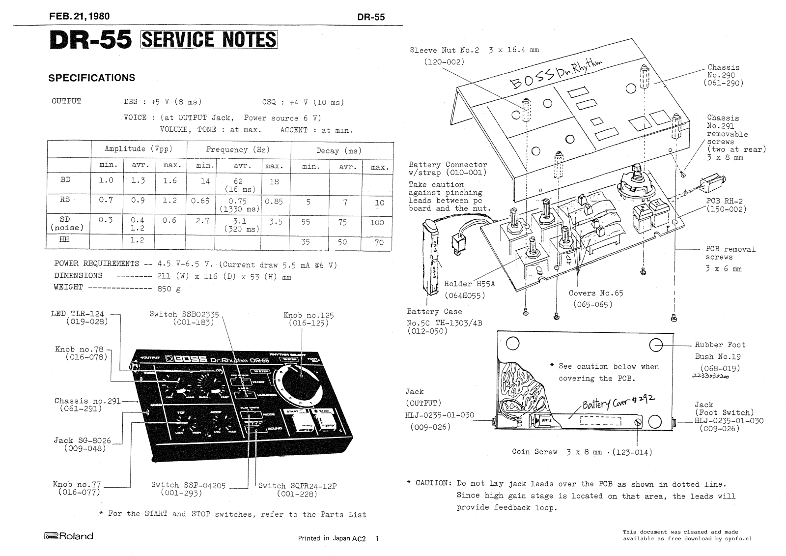 Boss DR-55 Service Manual