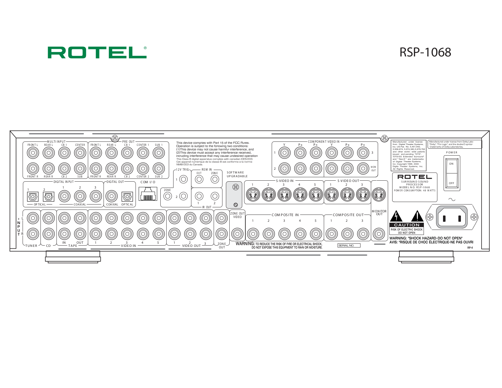 Rotel RSP-1068-BK Owners manual