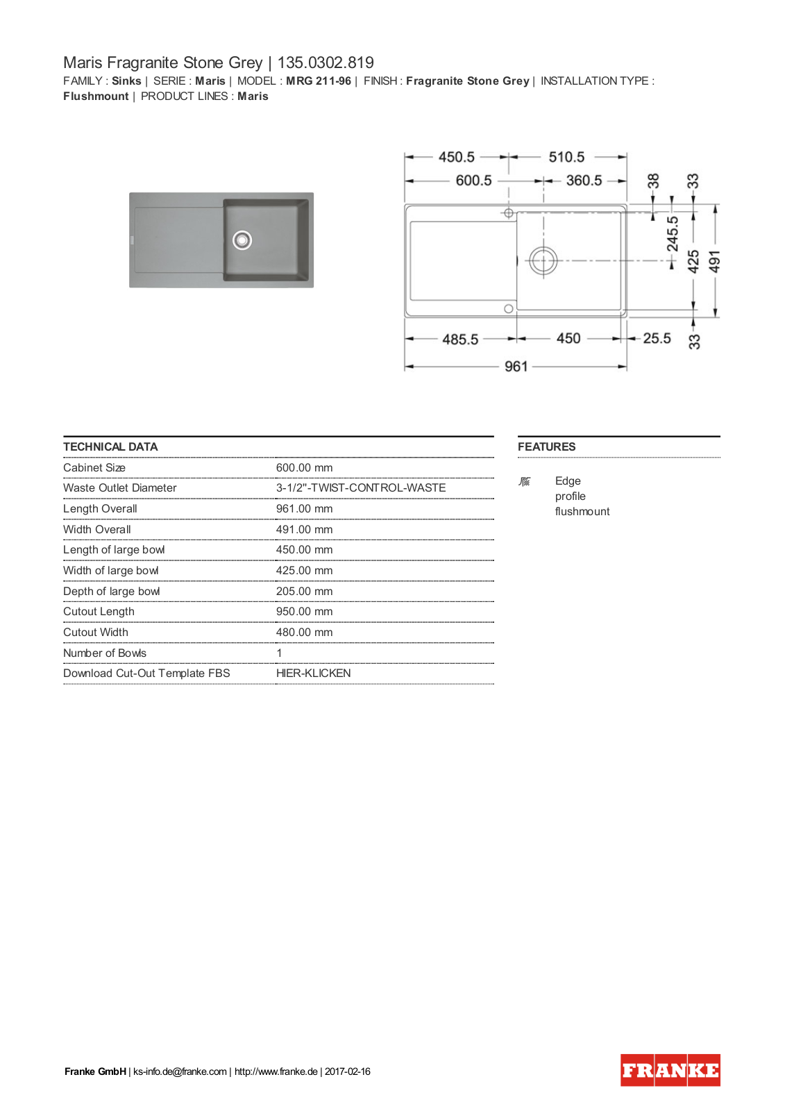 Franke 135.0302.819 Service Manual