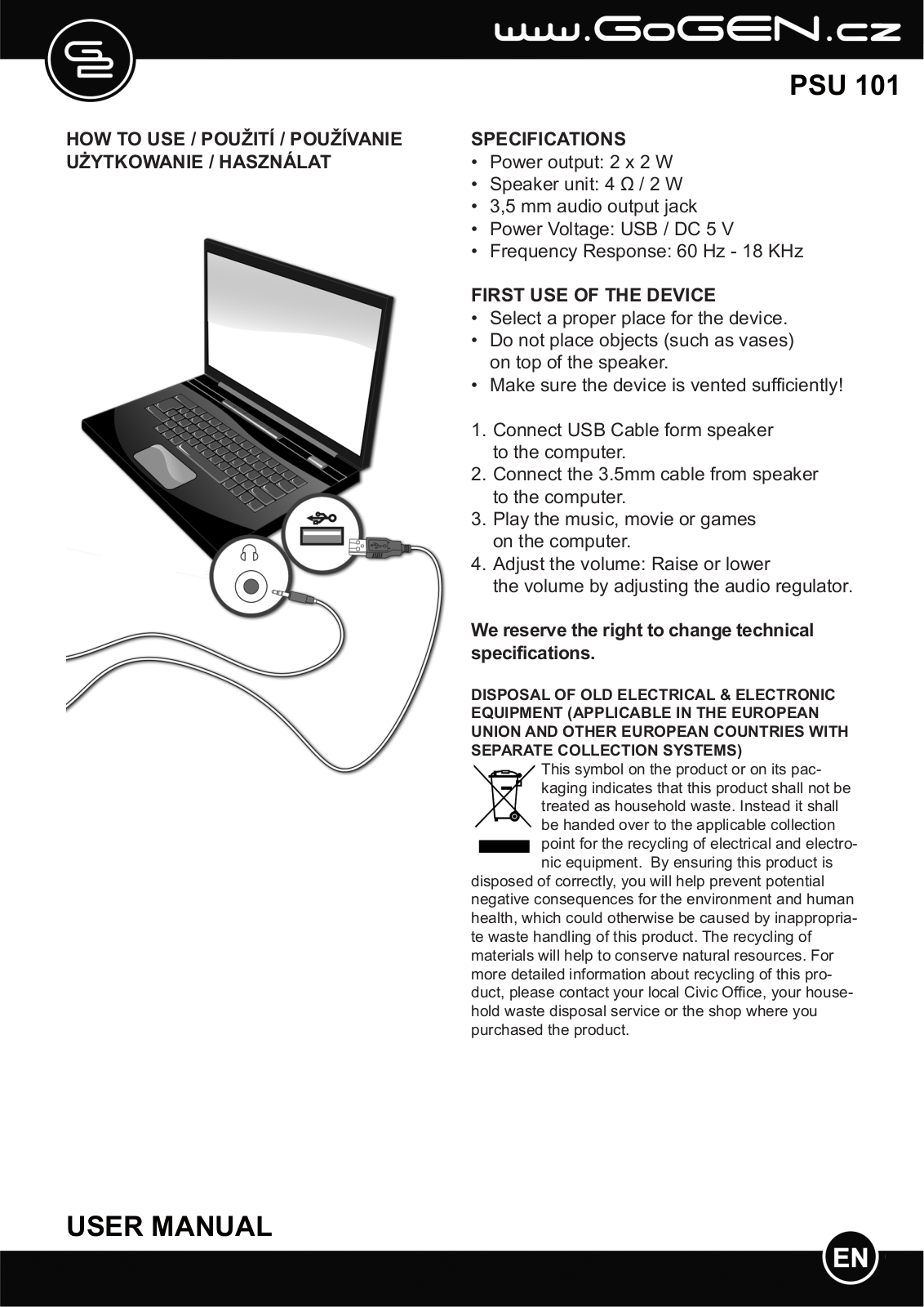 GoGEN YM-MS002 User Manual