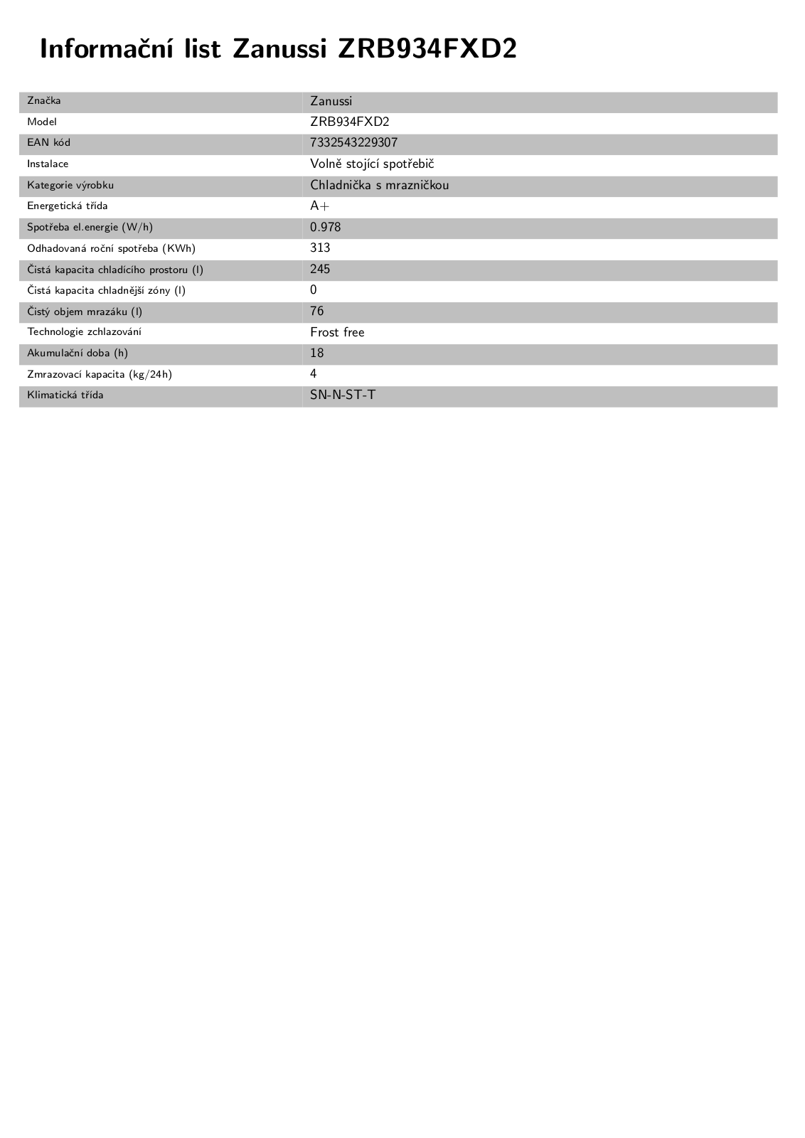 Zanussi ZRB934FXD2 User Manual