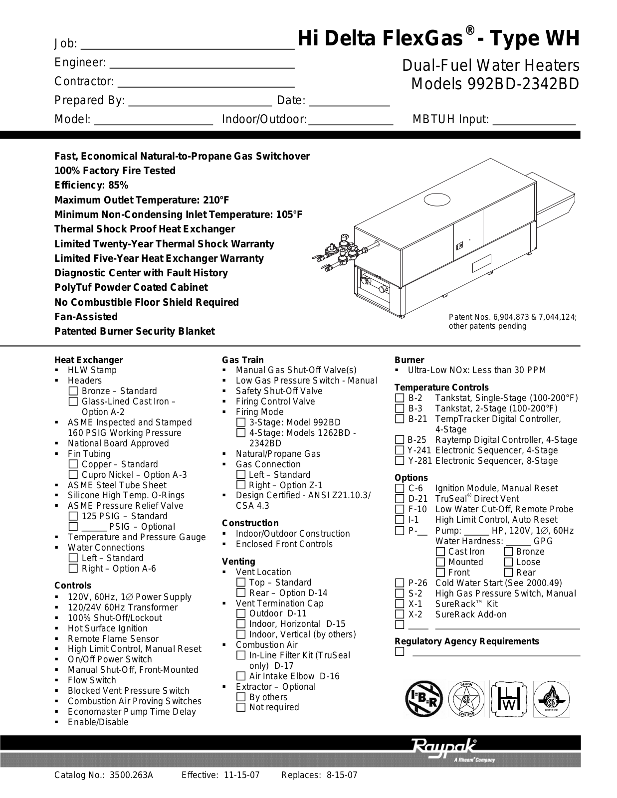 Raypak 1262BD User Manual